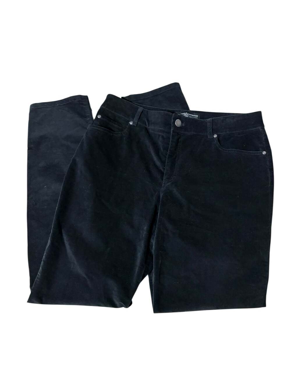 Peruvian Connection Black Velvet 5-Pocket Straight Leg Pants Size 10 Cotton Blen